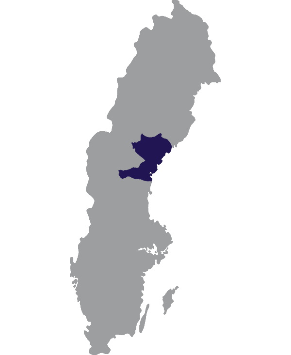 Landkaart Zweden grijs met provincie Västernorrland donkerblauw op transparante achtergrond - 600 * 733 pixels